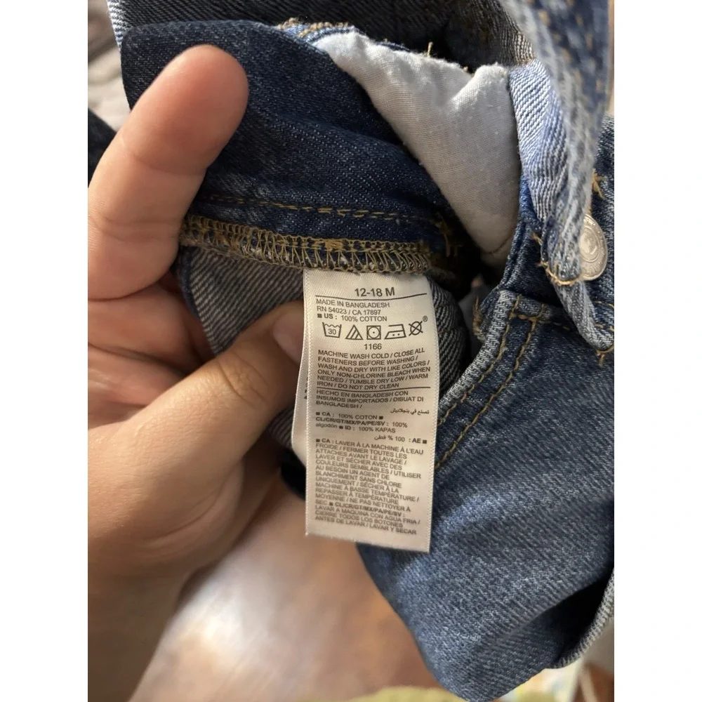 Old Navy Workwear Jean‎ Shortalls Baby 12-18 Months Washed Denim Y2K